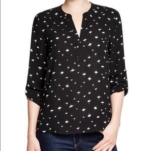 Daniel Rainn Black and White Size M Dandelion Print Blouse 3/4 Sleeve